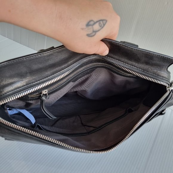 Rag & Bone Pilot Satchel Black Lamb Leather Crossbody Shoulder Bag - Picture 6 of 14